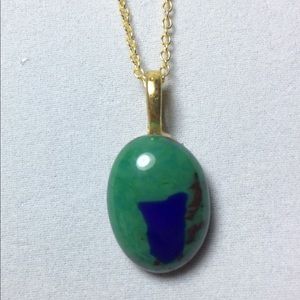 Handcrafted Green & Blue Glass fused pendant